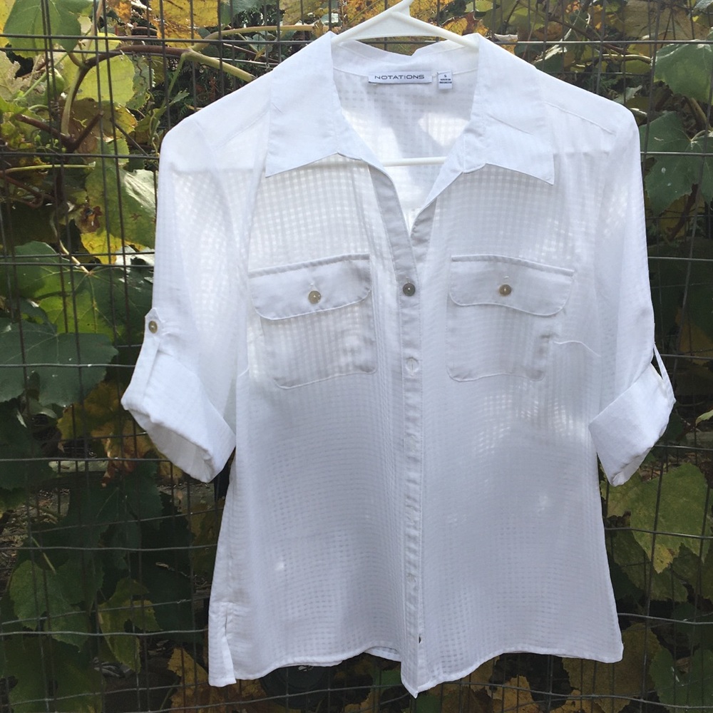 Notations Button down Short Sleeve Shirt Size S